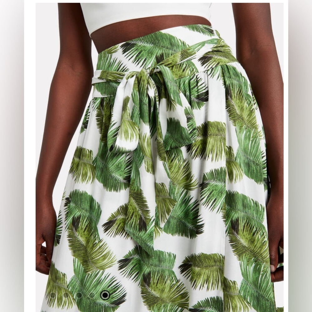 NWT Melissa Odabash Elsa Palm White Crepe Belted Maxi Skirt Size Small - Picture 4 of 12